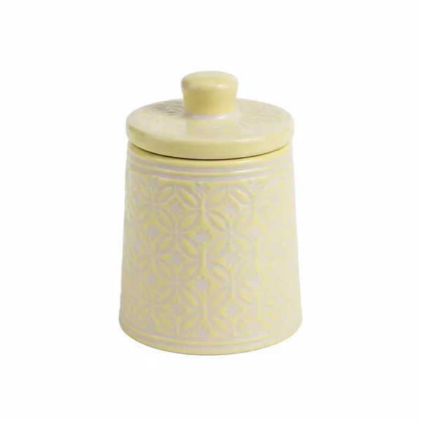 Kraftlik_Handicrafts_Teal_Yellow_Ceramic_Storage_Jar_with_Lid_|_Handcrafted_Floral_Pattern_Airtight_Kitchen_Container_for_Sugar,_Tea,_Coffee,_Spices_&_Snacks_(YELLOW_1)