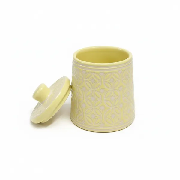 Kraftlik_Handicrafts_Teal_Yellow_Ceramic_Storage_Jar_with_Lid_|_Handcrafted_Floral_Pattern_Airtight_Kitchen_Container_for_Sugar,_Tea,_Coffee,_Spices_&_Snacks_(YELLOW_2)