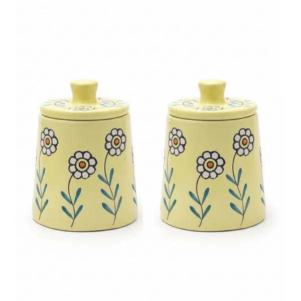 Kraftlik_Handicrafts_Teal_Yellow_Ceramic_Storage_Jar_with_Lid_|_Handcrafted_Floral_Pattern_Airtight_Kitchen_Container_for_Sugar,_Tea,_Coffee,_Spices_&_Snacks_(YELLOW_PACK_OF_1)