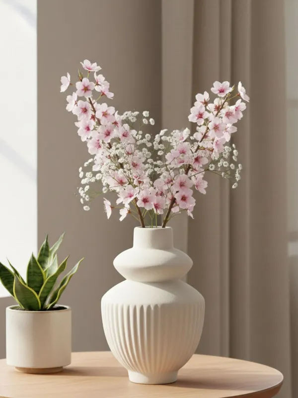 Kraftlik_Handicrafts_White_Ceramic_Temple_Vase_for_Home_Décor_|_Modern_Ribbed_Decorative_Flower_Vase_for_Living_Room,_Bedroom_&_Office_(Temple_Vase_White_(Pack_of_1)-Large)