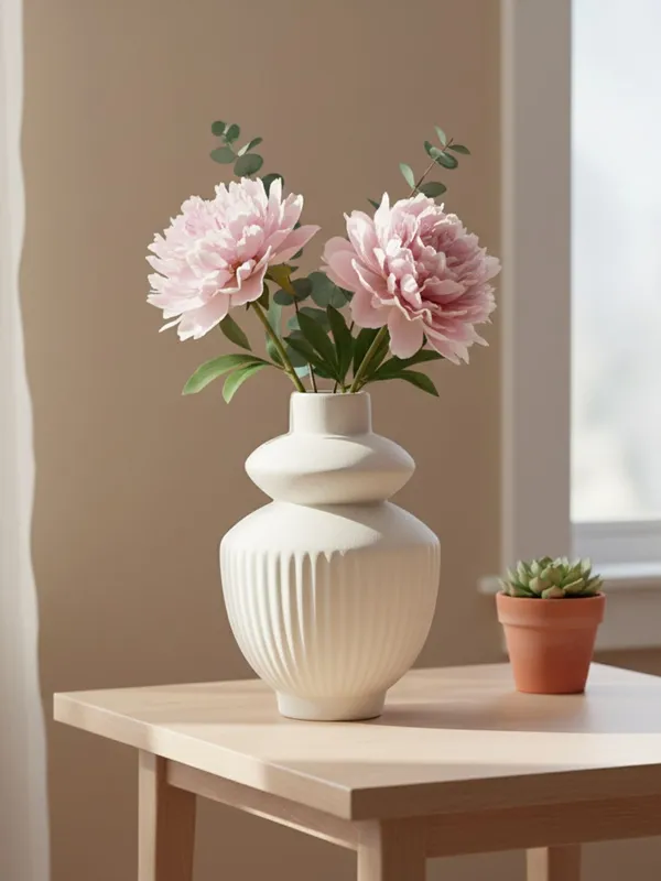 Kraftlik_Handicrafts_White_Ceramic_Temple_Vase_for_Home_Décor_|_Modern_Ribbed_Decorative_Flower_Vase_for_Living_Room,_Bedroom_&_Office_(Temple_Vase_White_(Pack_of_1)-Large)