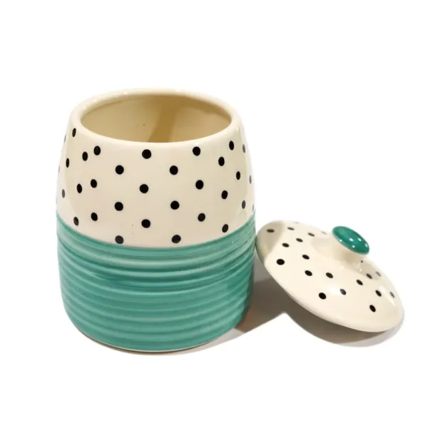 Kraftlik_Handicrafts_Polka_Dot_Ceramic_Storage_Jar_with_Lid_|_Airtight_Kitchen_Container_for_Sugar,_Tea_&_Coffee_(Green_Polka_Dot_Jar_(Pack_of_2))