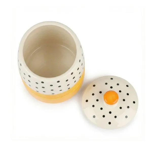 Kraftlik_Handicrafts_Polka_Dot_Ceramic_Storage_Jar_with_Lid_|_Airtight_Kitchen_Container_for_Sugar,_Tea_&_Coffee_(Yellow_Polka_Dot_Jar_(Pack_of_2))