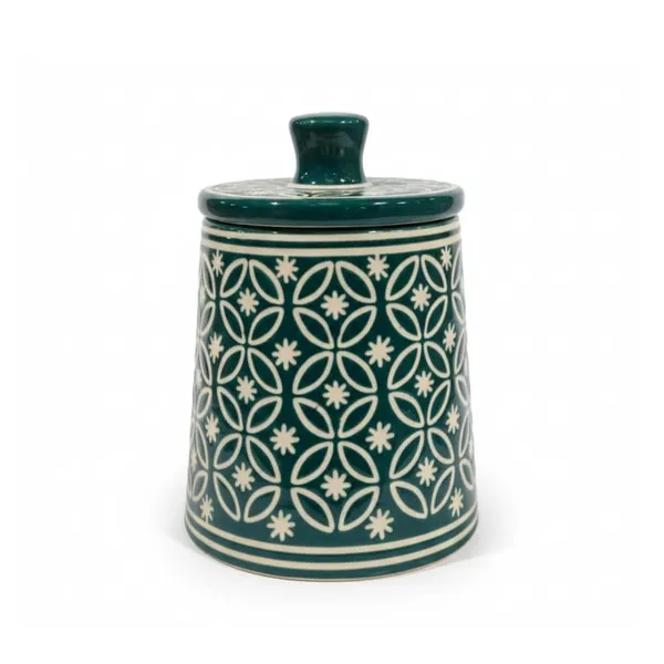 Kraftlik_Handicrafts_Teal_Green_Ceramic_Storage_Jar_with_Lid_|_Handcrafted_Floral_Pattern_Airtight_Kitchen_Container_for_Sugar,_Tea,_Coffee,_Spices_&_Snacks_(PACK_OF_1)