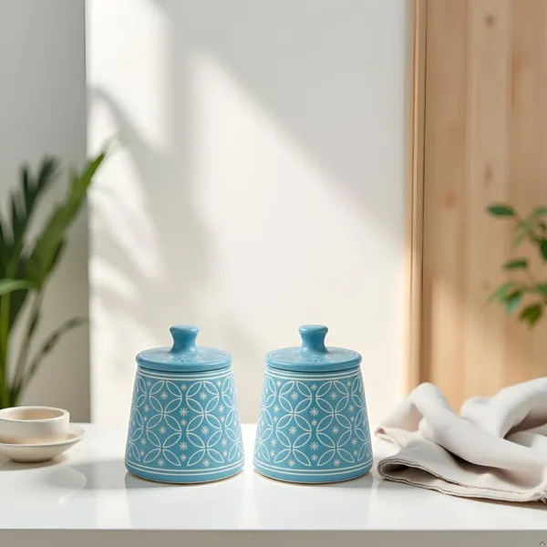 Kraftlik_Handicrafts_Teal_Green_Ceramic_Storage_Jar_with_Lid_|_Handcrafted_Floral_Pattern_Airtight_Kitchen_Container_for_Sugar,_Tea,_Coffee,_Spices_&_Snacks_(BLUE_PACK_OF_2)