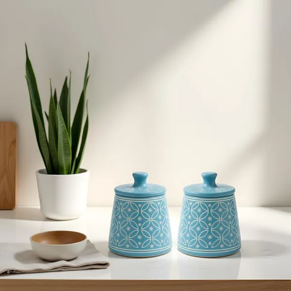 Kraftlik_Handicrafts_Teal_Green_Ceramic_Storage_Jar_with_Lid_|_Handcrafted_Floral_Pattern_Airtight_Kitchen_Container_for_Sugar,_Tea,_Coffee,_Spices_&_Snacks_(BLUE_PACK_OF_2)