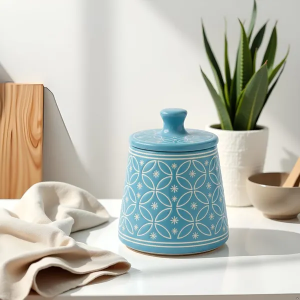 Kraftlik_Handicrafts_Teal_Green_Ceramic_Storage_Jar_with_Lid_|_Handcrafted_Floral_Pattern_Airtight_Kitchen_Container_for_Sugar,_Tea,_Coffee,_Spices_&_Snacks_(BLUE_PACK_OF_1)