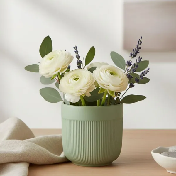 Kraftlik_Handicrafts_Matte_Green_Textured_Ceramic_Planter_|_Medium_Round_Indoor_Outdoor_Pot_with_Vertical_Ribbed_Design_for_Succulents_&_Herbs_(Pack_of_1)