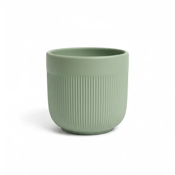 Kraftlik_Handicrafts_Matte_Green_Textured_Ceramic_Planter_|_Medium_Round_Indoor_Outdoor_Pot_with_Vertical_Ribbed_Design_for_Succulents_&_Herbs_(Pack_of_1)
