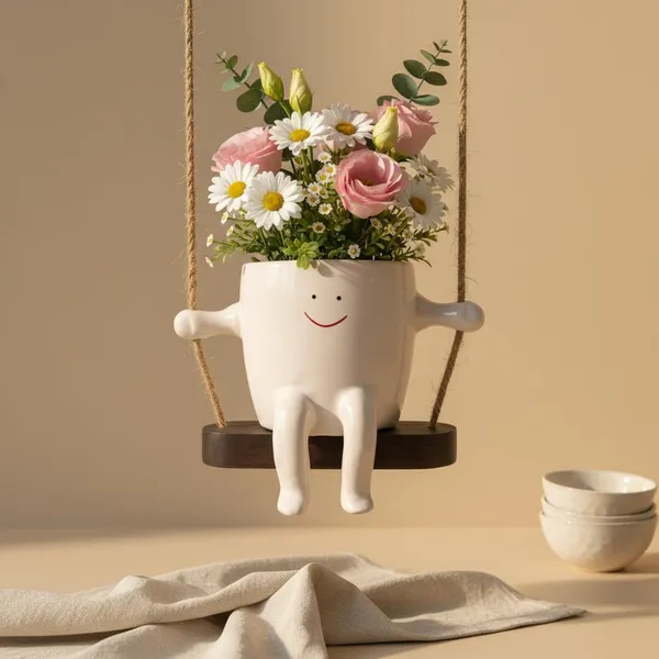 Kraftlik_Handicrafts_Cute_Face_Hanging_Ceramic_Planter_Pot_with_Legs_|_Decorative_Wall_&_Ceiling_Hanging_Plant_Holder_for_Home,_Balcony_&_Kids_Room_D?cor_(Pack_of_1)