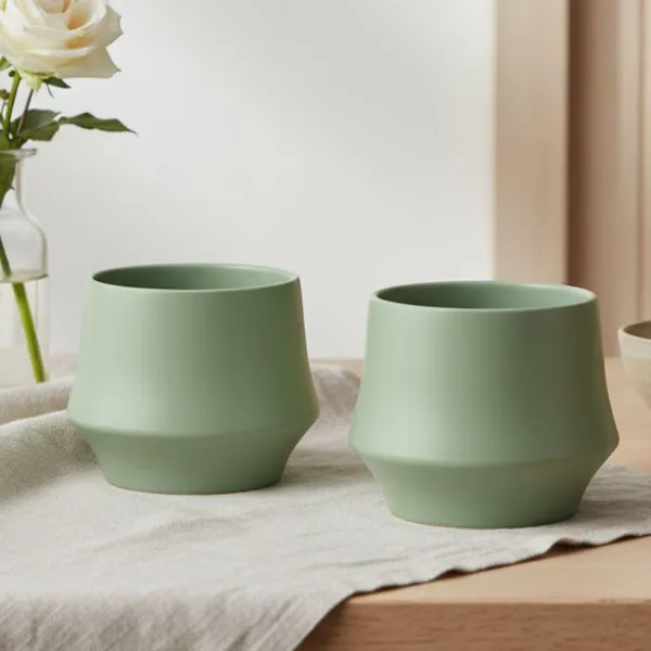 Kraftlik_Handicrafts_Matte_Green_Ceramic_Planter_Pot_?_Medium_Round_Indoor_&_Outdoor_Plant_Pot_with_Drainage_Hole_for_Succulents,_Flowers_&_Herb_Plants_|_Home,_Office_&_Balcony_D?cor_(Pack_of_2)