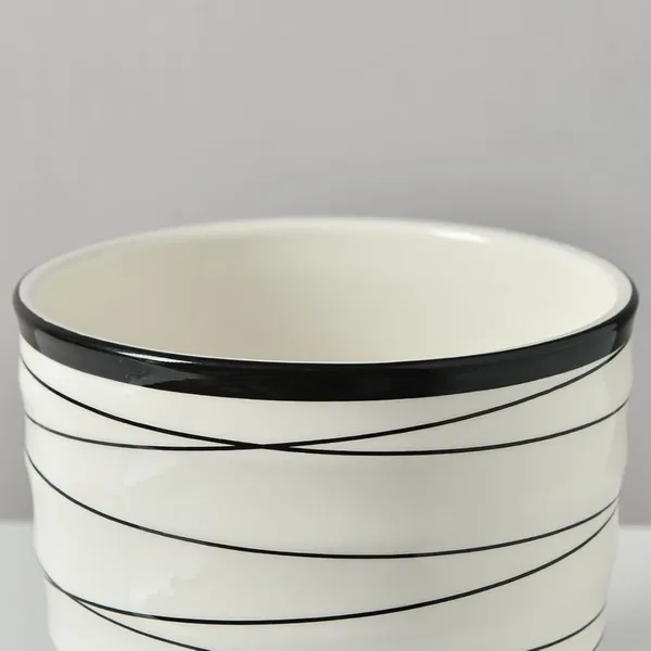 Kraftlik_Handicrafts_White_Ceramic_Planter_Pot_with_Saucer_|_Medium_Round_Indoor_Outdoor_Flower_Pot_with_Black_Wave_Design_for_Succulents_&_Herbs_(Pack_of_2)