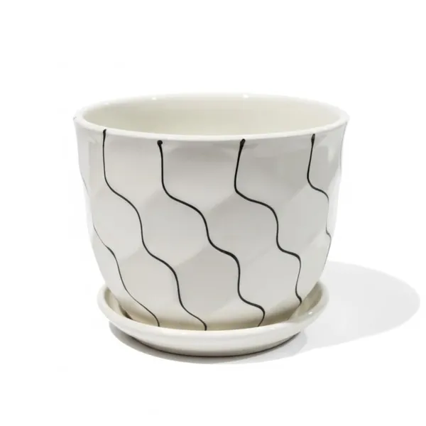 Kraftlik_Handicrafts_White_Ceramic_Planter_Pot_with_Saucer_|_Medium_Round_Indoor_Outdoor_Flower_Pot_with_Black_Wave_Design_for_Succulents_&_Herbs_(Pack_of_1)