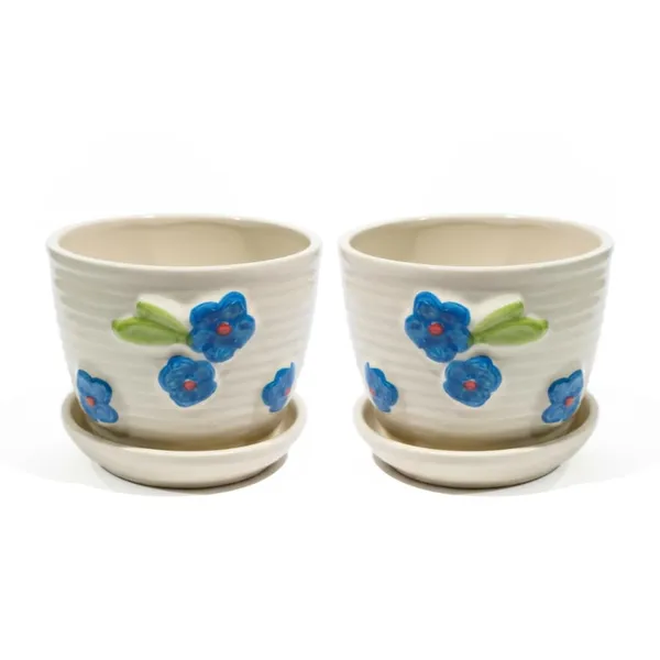 Kraftlik_Handicrafts_Small_Ceramic_Planter_with_Attached_Saucer_|_White_Textured_Mini_Flower_Pot_for_Succulents_&_Home_D?cor_(Pack_of_2)
