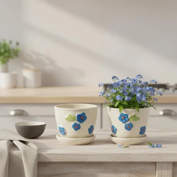 Kraftlik_Handicrafts_Small_Ceramic_Planter_with_Attached_Saucer_|_White_Textured_Mini_Flower_Pot_for_Succulents_&_Home_D?cor_(Pack_of_2)