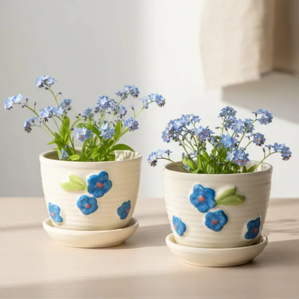 Kraftlik_Handicrafts_Small_Ceramic_Planter_with_Attached_Saucer_|_White_Textured_Mini_Flower_Pot_for_Succulents_&_Home_D?cor_(Pack_of_2)