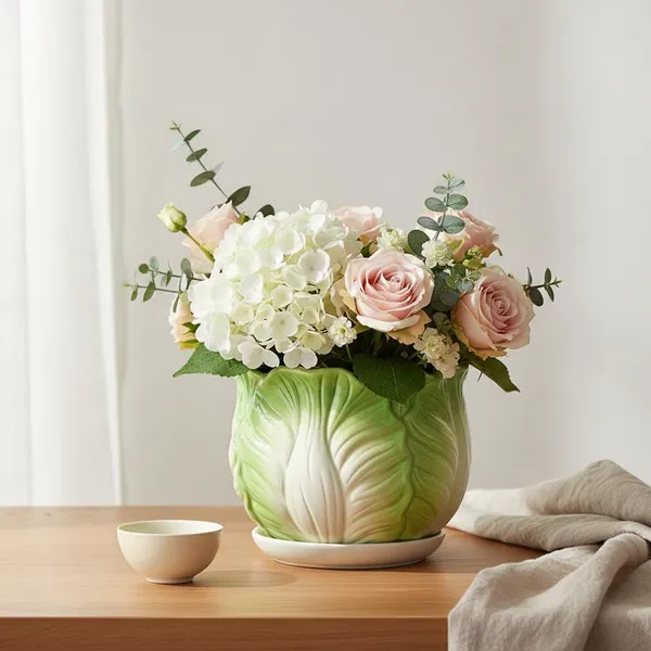 Kraftlik_Handicrafts_Leaf_Design_Ceramic_Planter_Pots_Set_of_3_(Small,_Medium,_Large)_with_Matching_Saucers,_Green_and_White_Decorative_Indoor_Outdoor_Flower_Pots_for_Home_Garden,_Ideal_for_Succulents