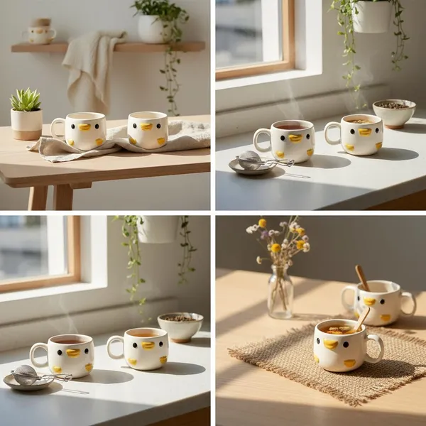 Kraftlik_Handicrafts_Cute_Duck_Face_Ceramic_Mug_for_Kids_|_Mini_Cartoon_Animal_Coffee,_Tea_&_Milk_Cup_with_Handle_|_Cream_Color_Breakfast_Mug_for_Home,_Kitchen,_Gifting,_Snacks_&_Desserts_(Pack_of_2)