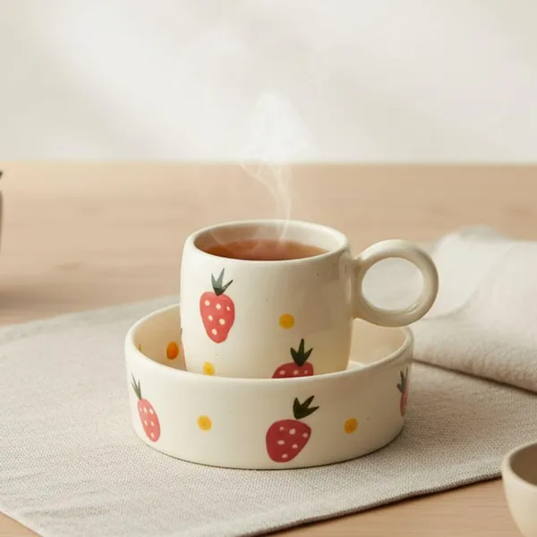 Kraftlik_Handicrafts_Print_Ceramic_Cup_with_Round_Saucer_(Pack_of_1)_|_Decorative_Tea_&_Coffee_Mug_|_Multi-Purpose_Mug_with_Handle_for_Home_&_Office_|_Kitchen_D?cor_&_Gifting_(Strawberry_Cup_with_Saucer_(Pack_of_1))