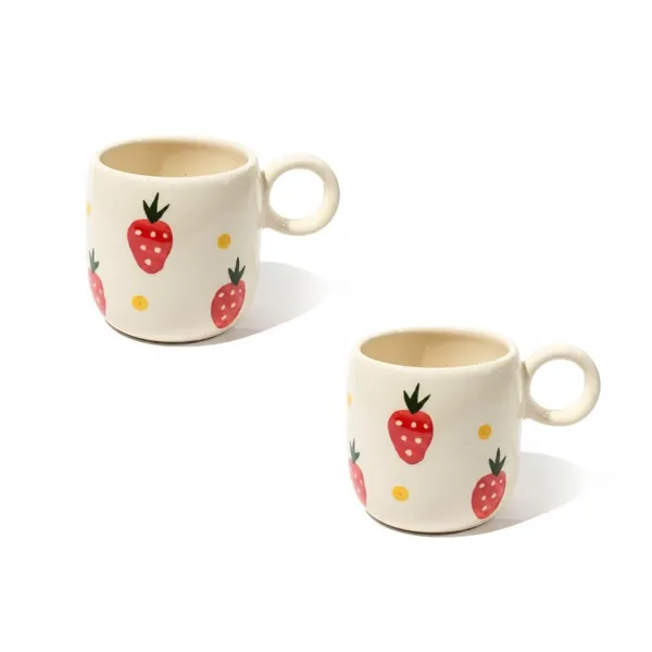 Kraftlik_Handicrafts_Print_Ceramic_Cup_|_Decorative_Tea_&_Coffee_Mug_|_Multi-Purpose_Mug_with_Handle_for_Home_&_Office_|_Kitchen_D?cor_&_Gifting_(Strawberry_Print_Ceramic_Tea_Cup_(Pack_of_2))