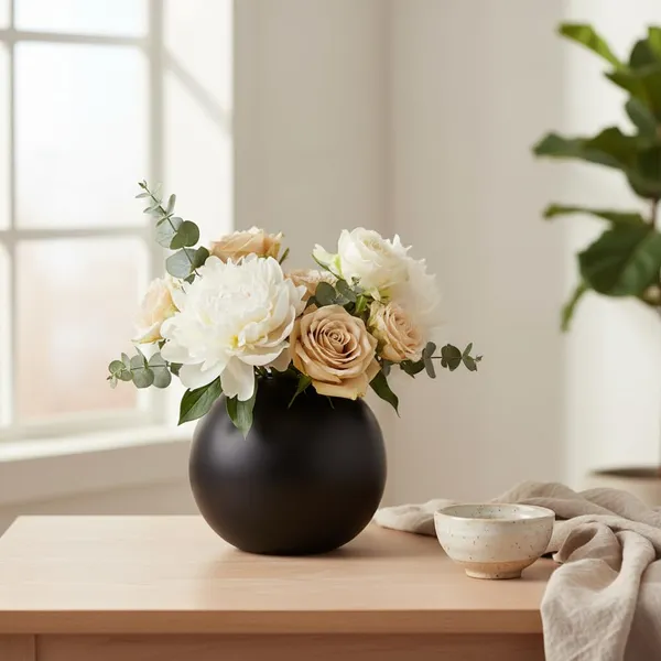 Kraftlik_Handicrafts_Matte_White_Round_Ceramic_Flower_Vase_|_Small_Modern_Tabletop_Bud_Vase_for_Home_&_Office_D?cor_(Black_Pack_of_1)