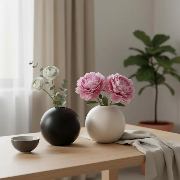 Kraftlik_Handicrafts_Matte_White_Round_Ceramic_Flower_Vase_|_Small_Modern_Tabletop_Bud_Vase_for_Home_&_Office_D?cor_(White_1_+_Black_1_Set)