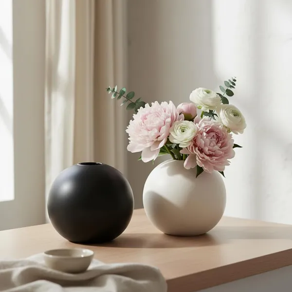Kraftlik_Handicrafts_Matte_White_Round_Ceramic_Flower_Vase_|_Small_Modern_Tabletop_Bud_Vase_for_Home_&_Office_D?cor_(White_1_+_Black_1_Set)