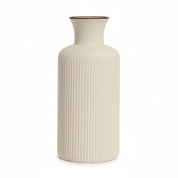 Kraftlik_Handicrafts_Ribbed_Ceramic_Flower_Vase_|_Modern_Matte_White_Tabletop_Decorative_Vase_for_Living_Room,_Bedroom_&_Office_Home_D?cor_(Large_Ribbed_Vase)