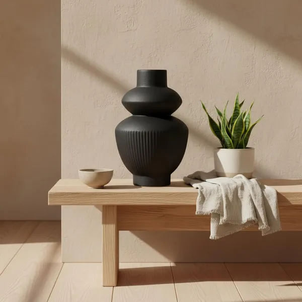 Kraftlik_Handicrafts_Matte_Black_Ribbed_Ceramic_Flower_Vase_|_Modern_Tabletop_Decorative_Vase_for_Living_Room,_Bedroom_&_Office_Home_D?cor_(Large_Matte_Black_Ribbed_Vase)