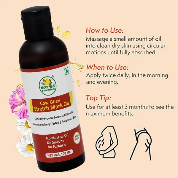 Cow_Ghee_Stretch_Mark_Oil-_100_Ml,_100%_Natural_Ayurvedic_Formula,_Pregnancy_Safe,_Dermatologically_Tested,_No_Mineral_Oil,_No_Silicone,_No_Paraben