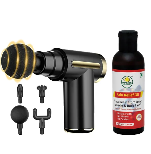 Pain_Relief_Oil,_100%_Natural_Joint_And_Muscle_Care,_No_Mineral_Oil,_Silicone_Or_Paraben,_100Ml_&_Professional_Massage_Gun_With_4_Attachments,_Deep_Tissue_Percussion_Massager_Combo