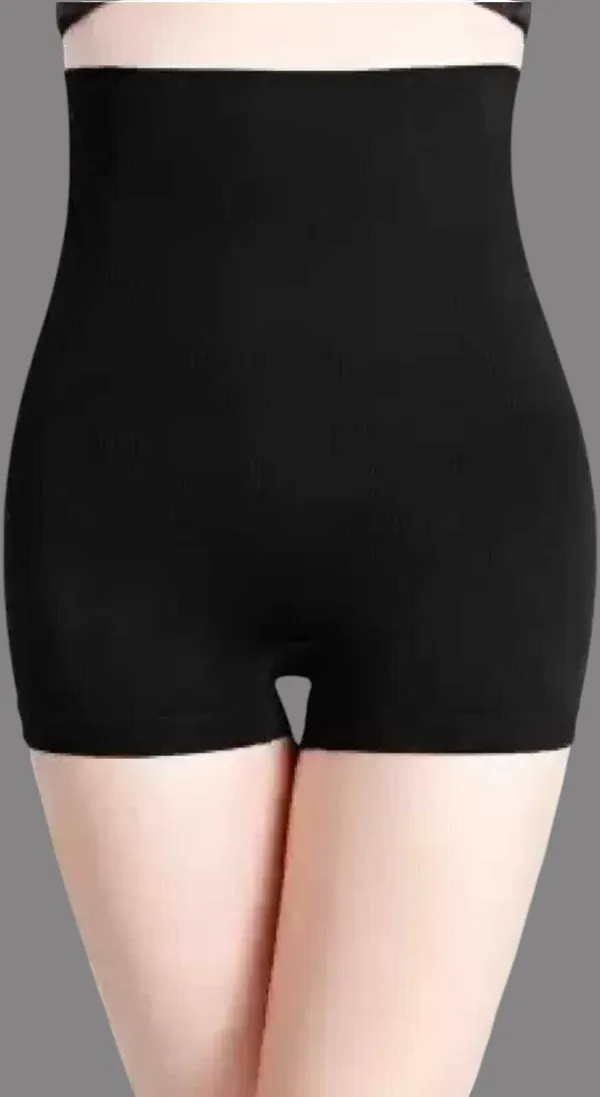 Black_Nylon_Spandex_Solid_Tummy_&_Thigh_Shaper_For_Women