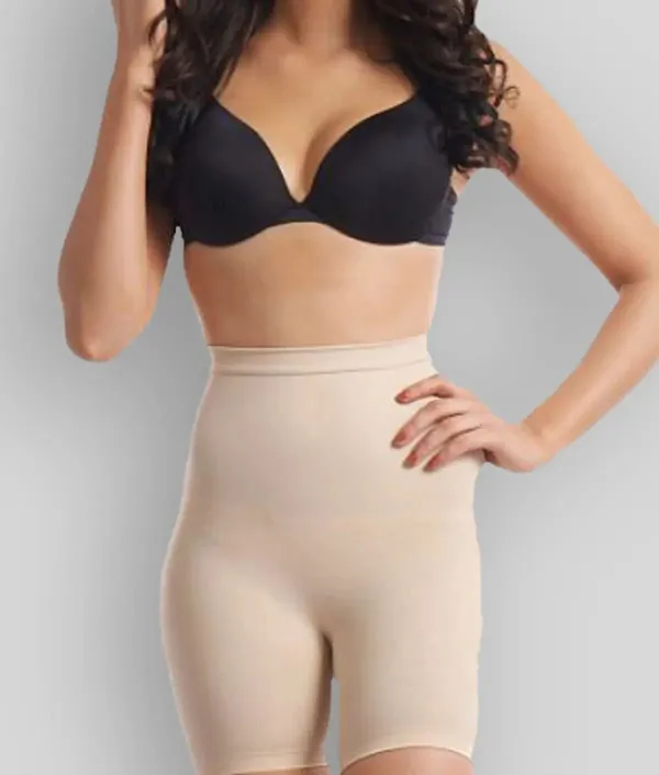 Beige_Nylon_Solid_Tummy_Shaper_For_Women