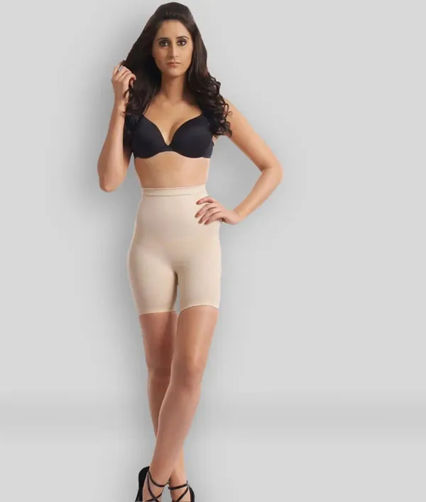 Beige_Nylon_Solid_Tummy_Shaper_For_Women