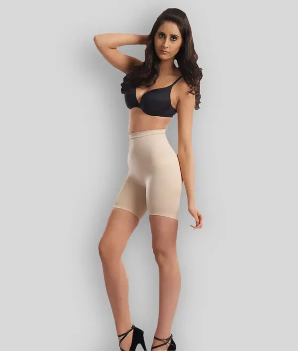 Beige_Nylon_Solid_Tummy_Shaper_For_Women