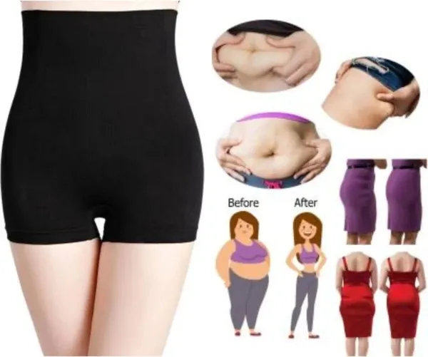 Black_Nylon_Spandex_Solid_Tummy_&_Thigh_Shaper_For_Women