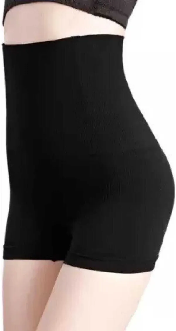 Black_Nylon_Spandex_Solid_Tummy_&_Thigh_Shaper_For_Women