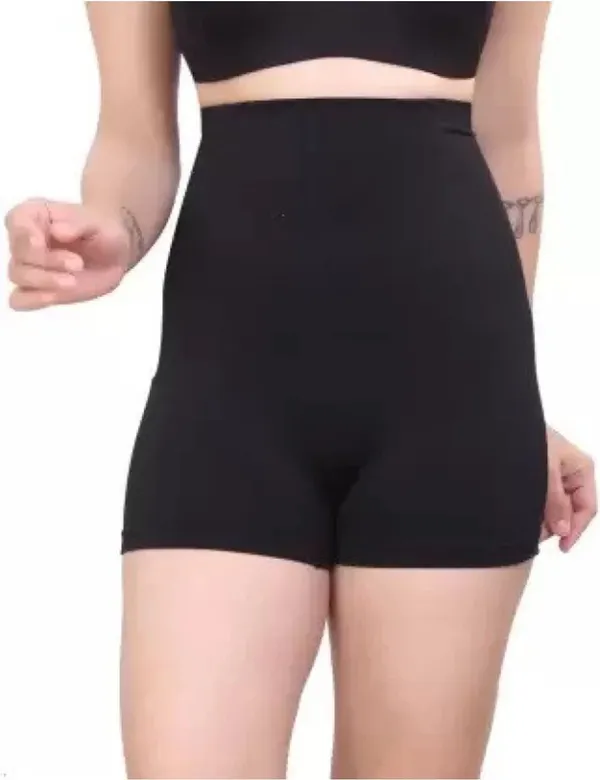 Black_Nylon_Spandex_Solid_Tummy_&_Thigh_Shaper_For_Women