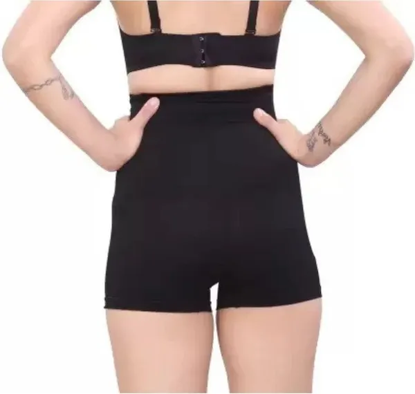 Black_Nylon_Spandex_Solid_Tummy_&_Thigh_Shaper_For_Women