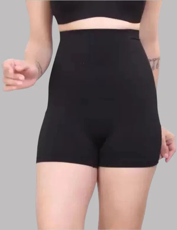 Black_Nylon_Spandex_Solid_Tummy_&_Thigh_Shaper_For_Women