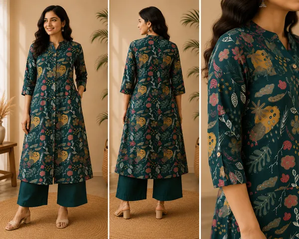 Deep_Teal_Botanical_Print_Cotton_Kurta_Pant_Set