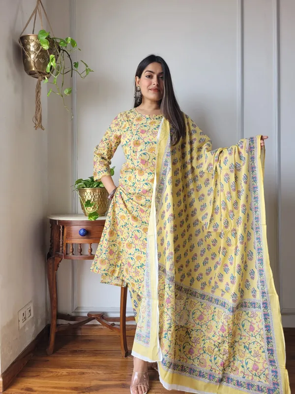 Canary_yellow_Cotton_suit_with_cotton_dupatta_(Stitched)