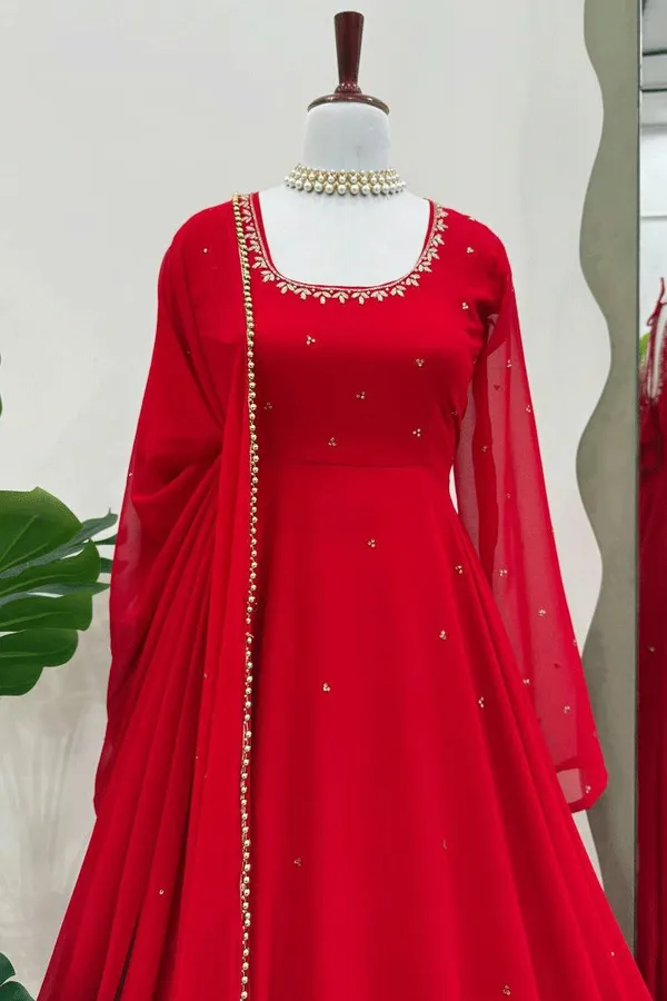 Red_Cotton_Gown_For__Women