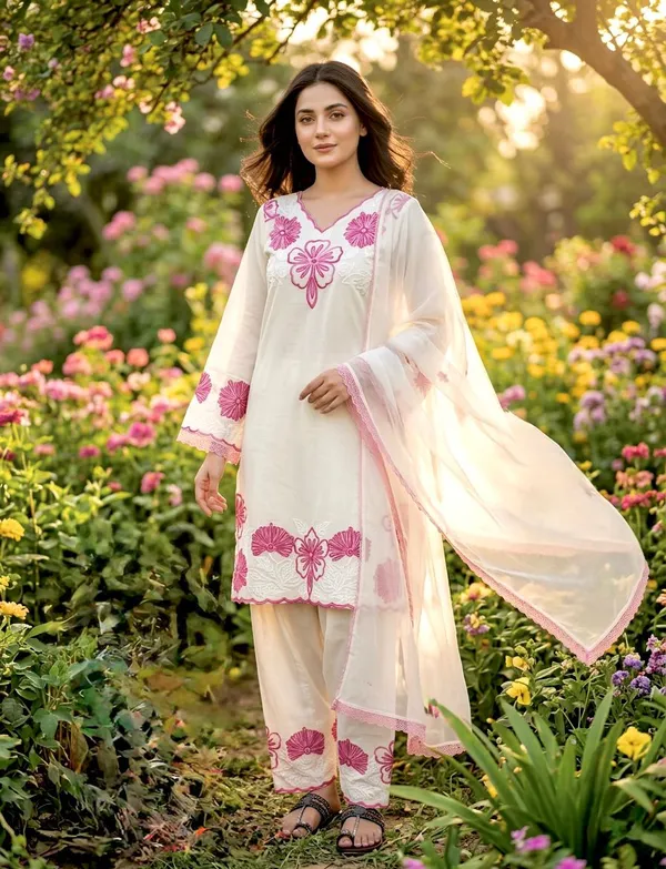 SHEESH_Floral_Embroidered_Glass_Satin_Kurta_Set_with_Farshi_Palazzo_&_Organza_Dupatta