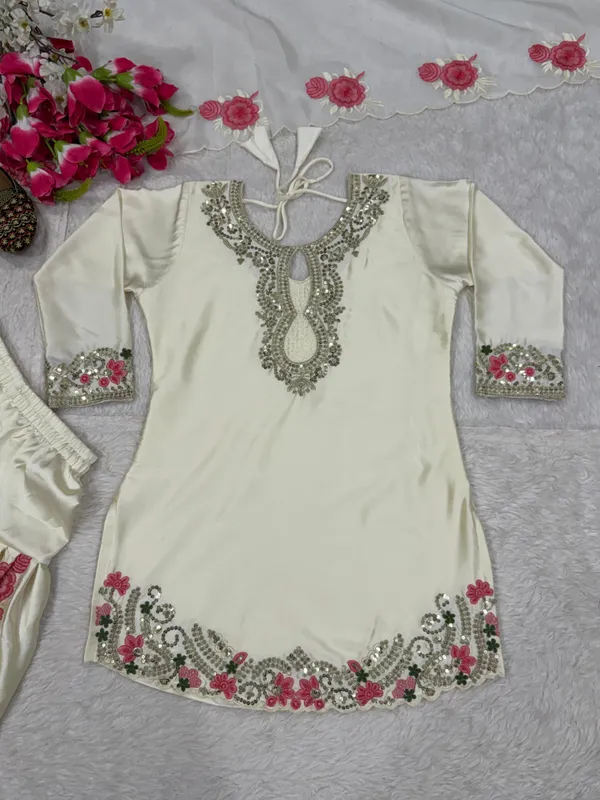 Sheesh_Designer_Japan_Satin_Embroidered_Party_Wear_Suit_Set_with_Farshi_Salwar_&_Organza_Dupatta
