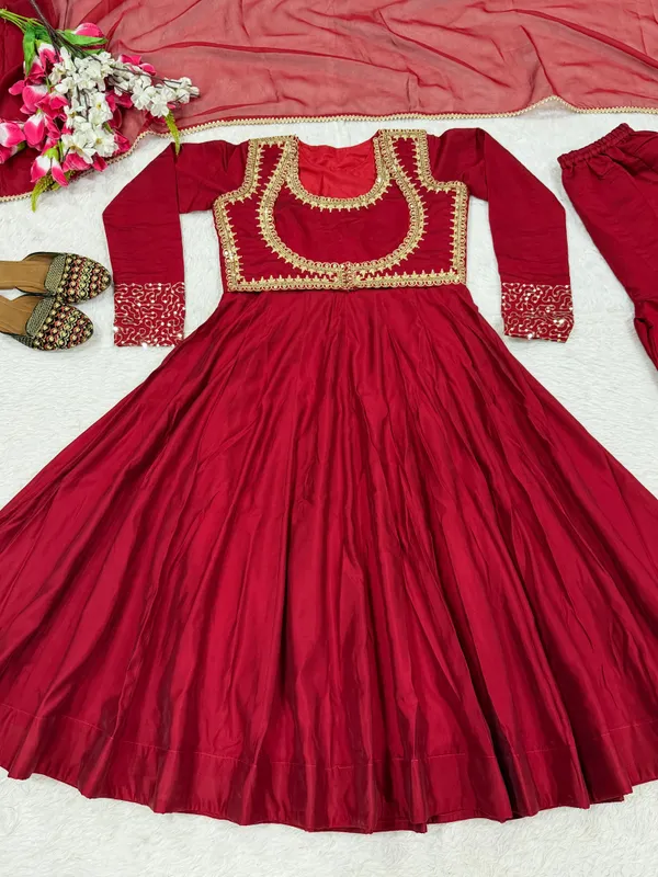 Sheesh_Designer_Red_Maxi_Anarkali_Suit_with_Embroidery_Work_&_Dupatta
