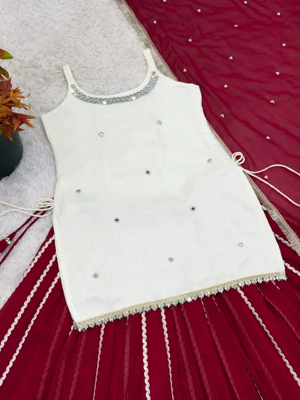 Sheesh_Ivory_Mirror_Work_Top_with_Wine_Flared_Lehenga_&_Dupatta_Set