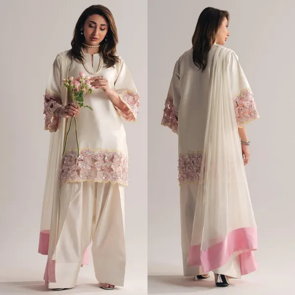 Sheesh_Ivory_Pink_Handwork_Crepe_Silk_Kurti_Set_with_Farshi_Salwar_&_Organza_Dupatta