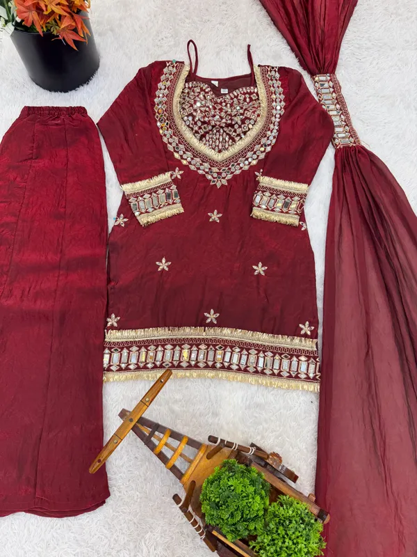 Sheesh_Maroon_Mirror_Work_Designer_Kurta_Sharara_Set_with_Dupatta