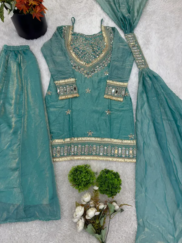 Sheesh_Teal_Green_Mirror_Work_Designer_Kurta_Sharara_Set_with_Dupatta